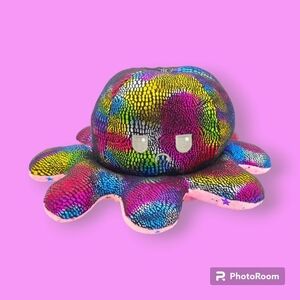 Flippy's Octopus Series 2 Flashy Pink Rainbow Stars & Black Octopus Plush